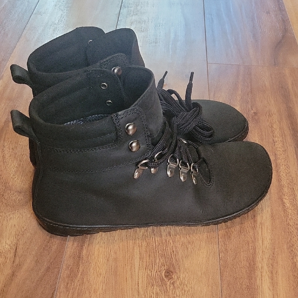 Black Lace-Up Ankle Boots
